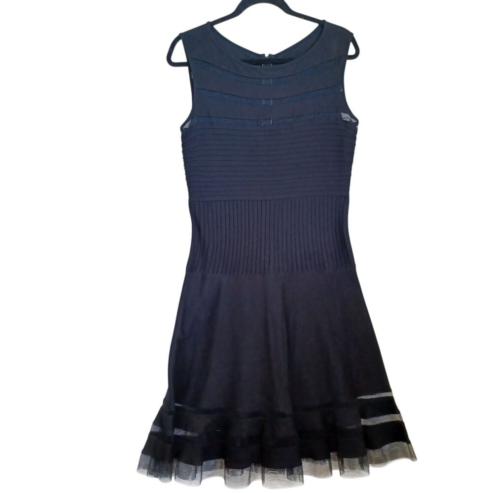 Tadashi Shoji Dress Womens Large Black Sleeveless Fit and Flare Cocktail LBD‎